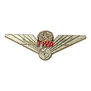 Vintage TWA Airlines Badge Pin Junior Pilot Gold Plastic Wings Stoffel 2 3/8”